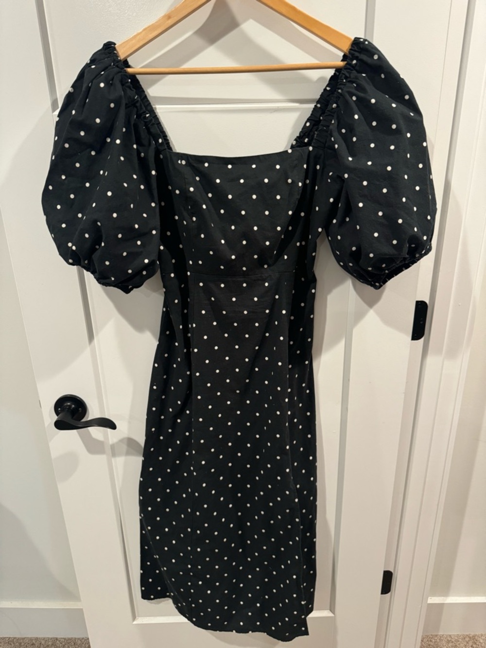 NEW FARM Rio Midi Puff Sleeve Onca Polka Dot Midi Dress size M